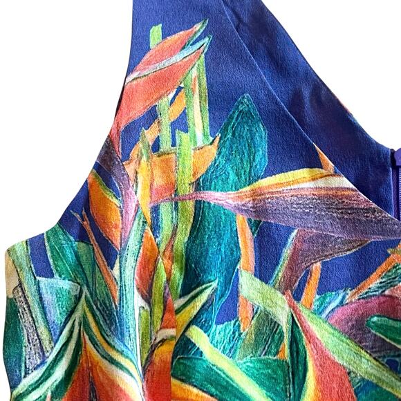 NWT Ala Von Auersperg Birds of Paradise Crepe De Chine Silk Sleeveless Jumpsuit - Picture 5 of 13